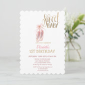 Wasserfarbenballettschuhe gestreift Geburtstag Einladung (Stehend Vorderseite)