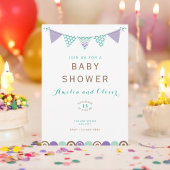 Wasserfarbenbanner Neutrale Babydusche Einladung