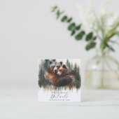 Wasserfarbenbären Rustikale Wildnisdetails Quadratische Visitenkarte (Stehend Vorderseite)