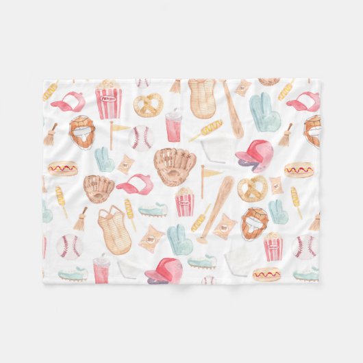 WasserfarbenBaseball Fleecedecke (Vorderseite (Horizontal))