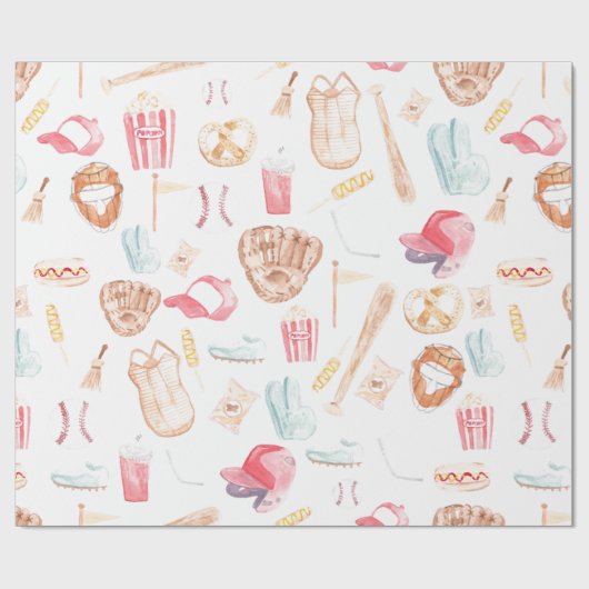 WasserfarbenBaseball Geschenkpapier (Flach)