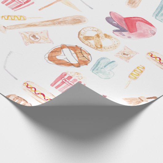 WasserfarbenBaseball Geschenkpapier (Ecke)
