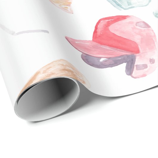 WasserfarbenBaseball Geschenkpapier (Rolleneckpunkt)
