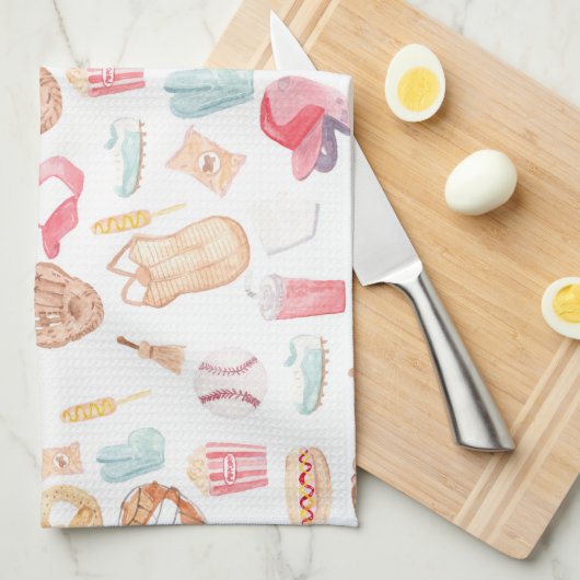 WasserfarbenBaseball Geschirrtuch (Viertel Falte)