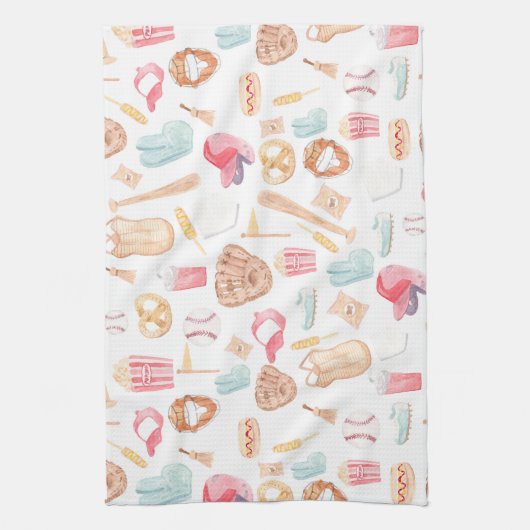 WasserfarbenBaseball Geschirrtuch (Vertikal)