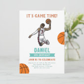 Wasserfarbenbasketball Einladung zum Geburtstag (Stehend Vorderseite)
