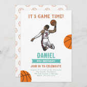 Wasserfarbenbasketball Einladung zum Geburtstag (Vorne/Hinten)