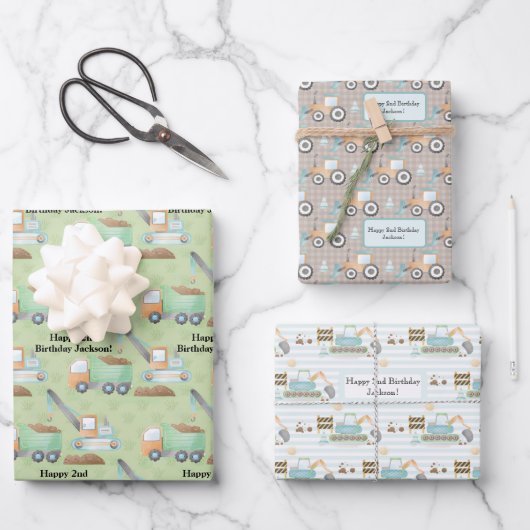 Wasserfarbenbaukran Geschenkpapier Set (Vorderseite)