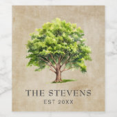 Wasserfarbenbaum Weinetikett (Einzelnes Label)