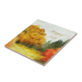 Wasserfarbenbäume fallen mit anpassbarem Text Fliese (Seite)