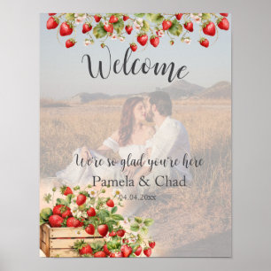 Wasserfarbenbeeren Hochzeitssommer Begrüßung Foto Poster