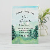 Wasserfarbenberg Save the Date Einladung (Stehend Vorderseite)