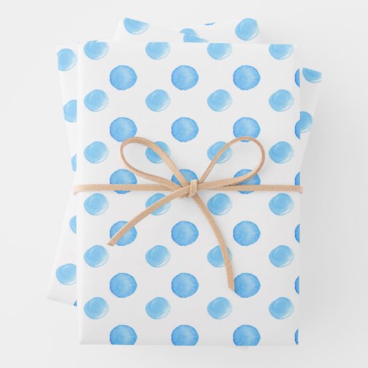 Wasserfarbenbläschen Blauer handgemalt Muster Geschenkpapier Set (Beispiel)