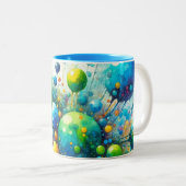 Wasserfarbenblase-Burg Zweifarbige Tasse (VorderseiteRechts)