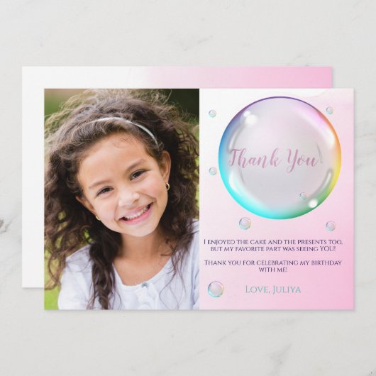 Wasserfarbenblase Foto Geburtstag Dankeskarte (Vorne/Hinten)