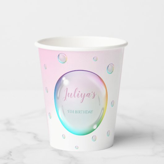 Wasserfarbenblasen Geburtstag Pappbecher (Vorderseite)