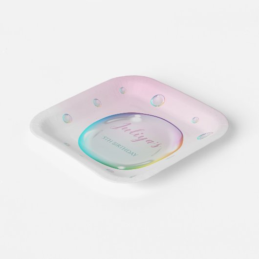 Wasserfarbenblasen Geburtstag Pappteller (Gewinkelt)