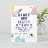 Wasserfarbenblast vom Weltraum - Einladung zum Geb (Stehend Vorderseite)