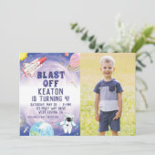 Wasserfarbenblast vom Weltraum - Einladung zum Geb (Stehend Vorderseite)