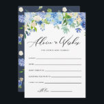 Wasserfarbenblau Hydrangea Hochzeitsgut wünscht Hinweiskarte<br><div class="desc">Watercolor Blue Hydrangeas Wedding Well wünscht eine Ratenkarte | Schreiben Sie gute Wünsche für die Braut und Bräutigam mit dieser Blumenhochzeit auch wünscht Karte. Es verfügt über blaue und lila Hydrangeas,  Peonies,  Anemonen und Blattwerk. Diese botanische Wunschkarte ist ideal für Winter- und Frühjahrshochzeiten.</div>