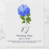 Wasserfarbenblau-Hydrangea Weinetikett (Einzelnes Label)