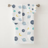 Wasserfarbenblau-Planet-Muster Badhandtuch Set (Insitu)