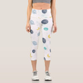 Wasserfarbenblau-Planet-Muster Capri Leggings (Vorderseite)