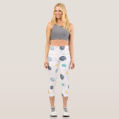 Wasserfarbenblau-Planet-Muster Capri Leggings (Vorderseite)