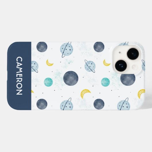 Wasserfarbenblau-Planet-Muster Case-Mate iPhone Hülle (Rückseite (Horizontal))