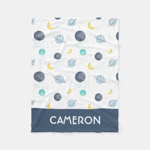 Wasserfarbenblau-Planet-Muster Fleecedecke