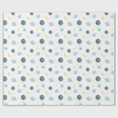 Wasserfarbenblau-Planet-Muster Geschenkpapier (Flach)