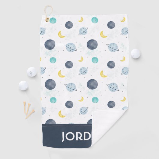 Wasserfarbenblau-Planet-Muster Golfhandtuch (Insitu)