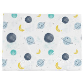 Wasserfarbenblau-Planet-Muster Große Geschenktüte (Rückseite)