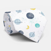 Wasserfarbenblau-Planet-Muster Krawatte (Gerollt)