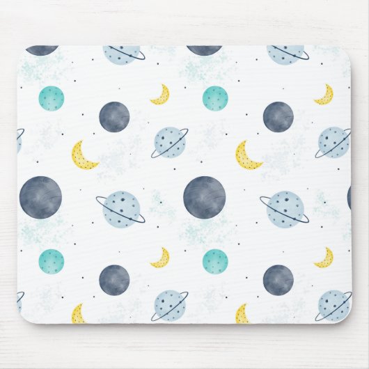 Wasserfarbenblau-Planet-Muster Mousepad (Vorne)