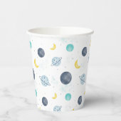 Wasserfarbenblau-Planet-Muster Pappbecher (Links)