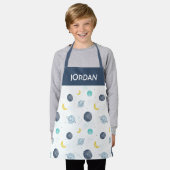 Wasserfarbenblau-Planet-Muster Schürze (Getragen)