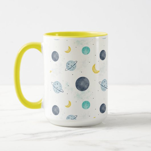 Wasserfarbenblau-Planet-Muster Tasse (Links)