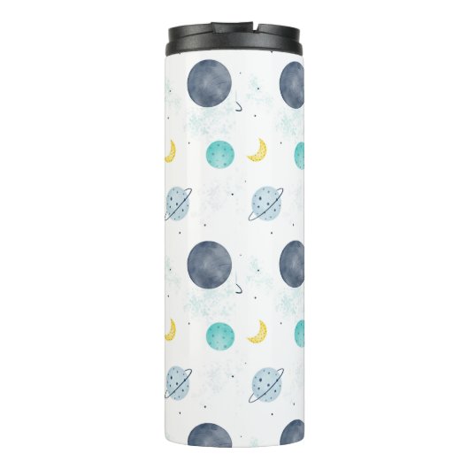 Wasserfarbenblau-Planet-Muster Thermosbecher (Rückseite)