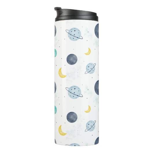 Wasserfarbenblau-Planet-Muster Thermosbecher (Nach rechts gedreht)