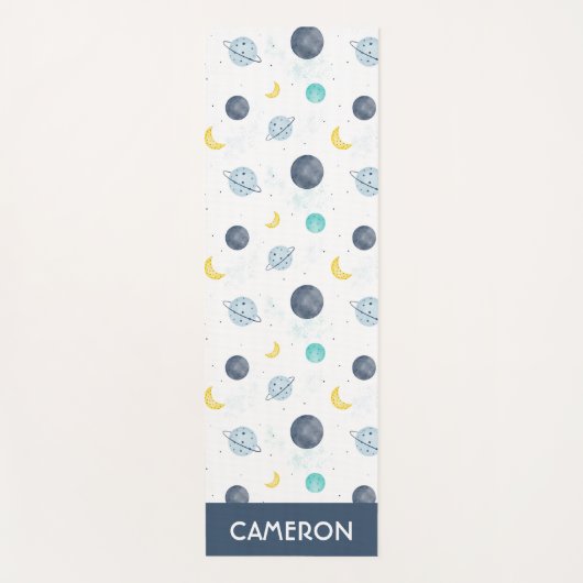 Wasserfarbenblau-Planet-Muster Yogamatte (Vorderseite)