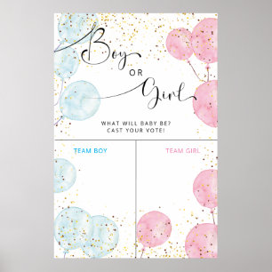 Wasserfarbenblau und rosa Geschlecht offenbaren Wa Poster