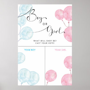 Wasserfarbenblau und rosa Geschlecht offenbaren Wa Poster