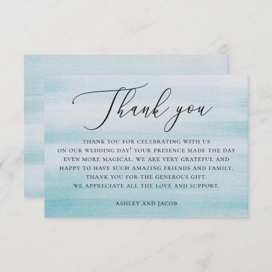 Wasserfarbenblau Wasserkochende sanfte, weiche Hoc Dankeskarte (Vorne/Hinten)