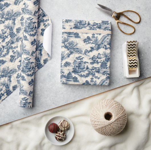 Wasserfarbenblau-weiße China Geschenkpapier (Basteln)