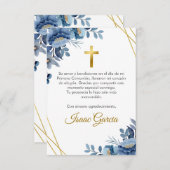 Wasserfarbenblaue Blumen Niedlich erste Kommune Dankeskarte (Vorne/Hinten)