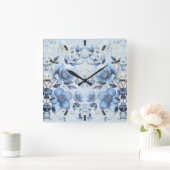 Wasserfarbenblaue Blütensäulen Uhr (Zuhause)