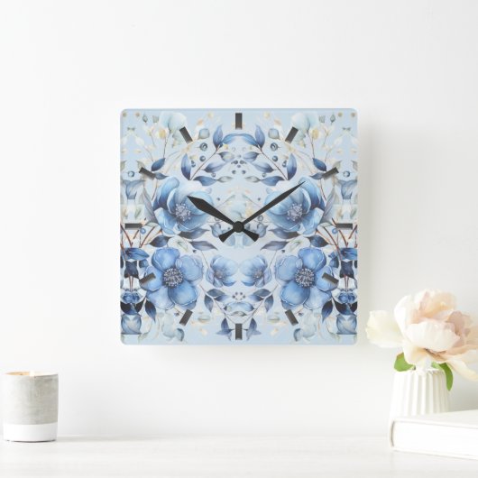 Wasserfarbenblaue Blütensäulen Uhr (Zuhause)