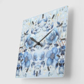 Wasserfarbenblaue Blütensäulen Uhr (Winkel)