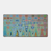 Wasserfarbenblaue Groovy Abstrakte hintere Atomwav Schreibtischunterlage (Vorderseite)